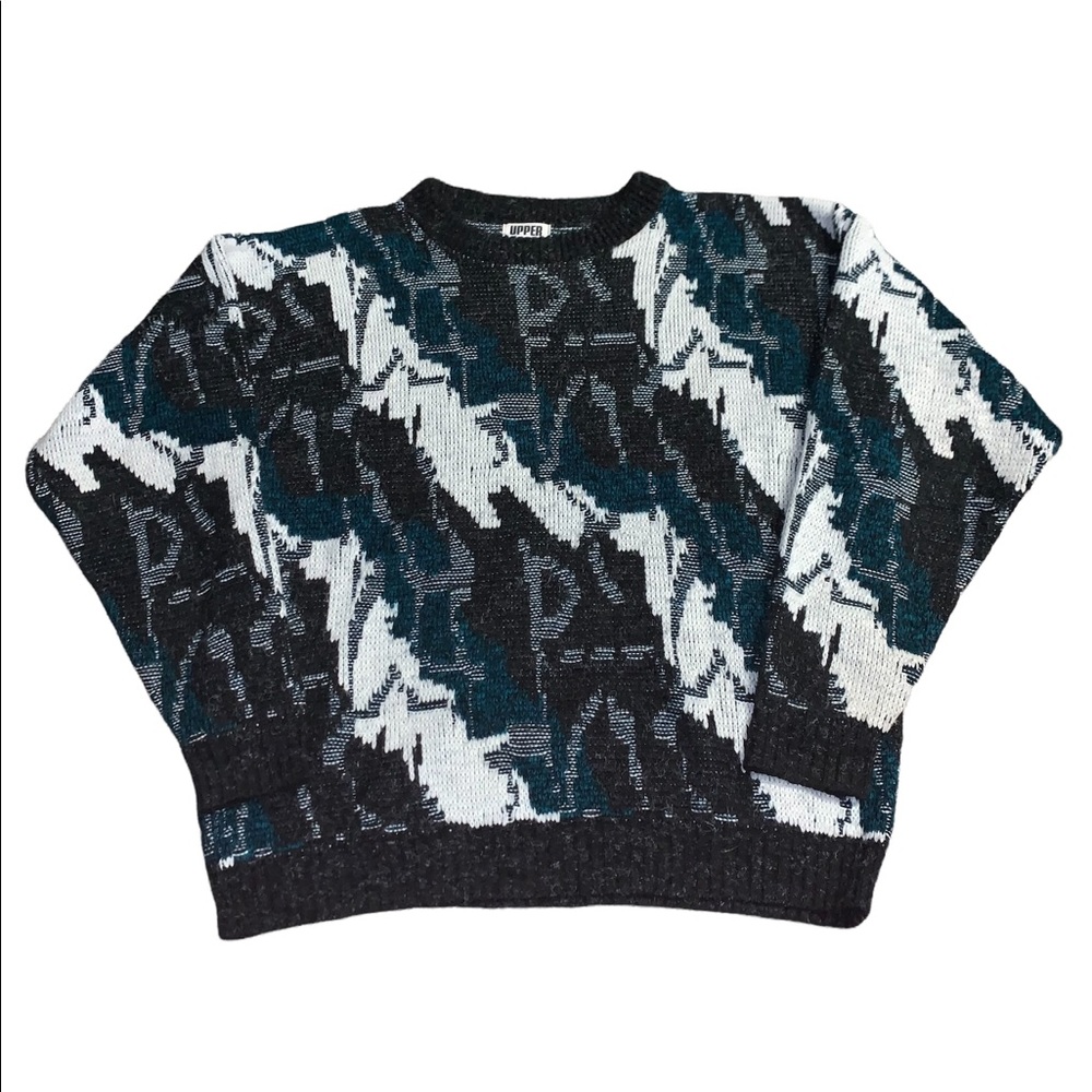 Vintage 90s Upper Body Geometric Knit Sweater Cosby Biggie